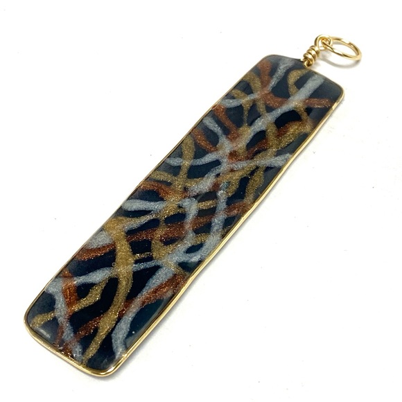 HANDMADE Original Abstract Metallics Resin Art Statement Oendant - Picture 6 of 9